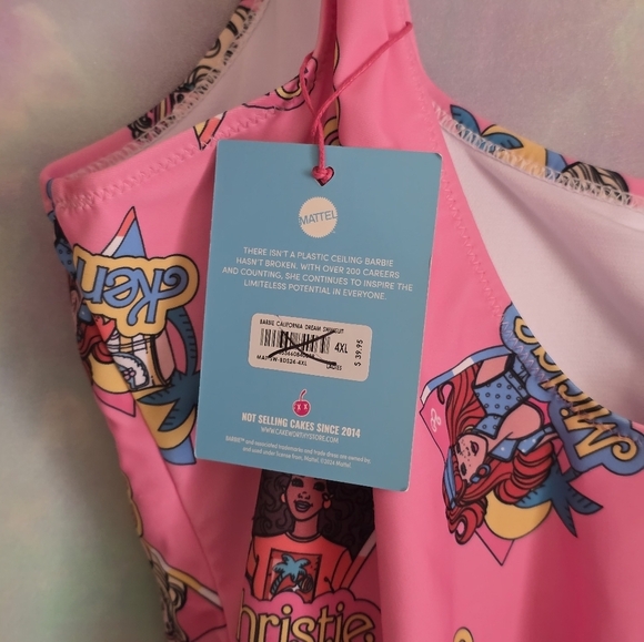 Cakeworthy Barbie Pink California Dream Swimsuit Size 4X - Picture 7 of 10